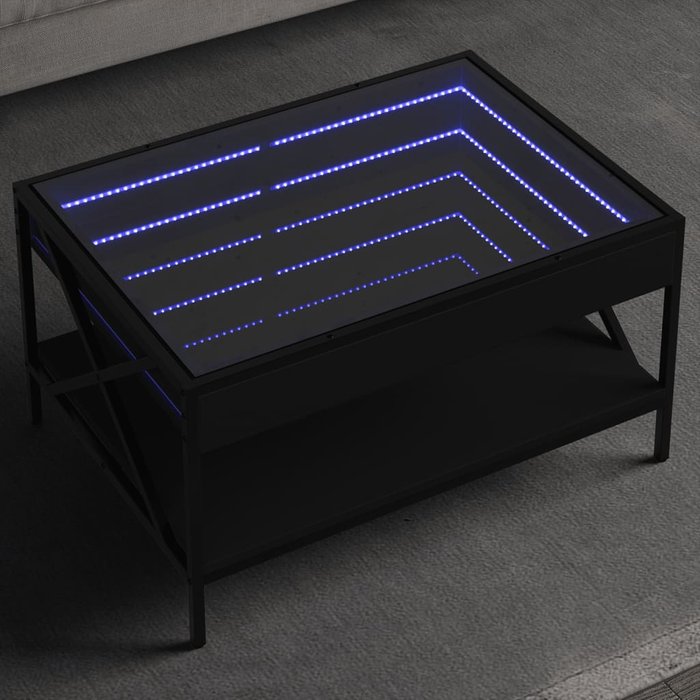 Mesa de centro con infinity led negro 70x50x38 cm