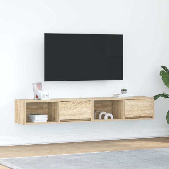 Mueble de tv de 2 piezas, roble sonoma, 80x31x25,5 cm, madera de ingeniería