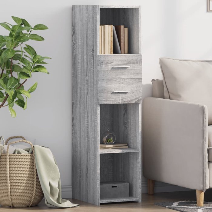 Aparador alto sonoma gris 30x42,5x124 cm madera contrachapada