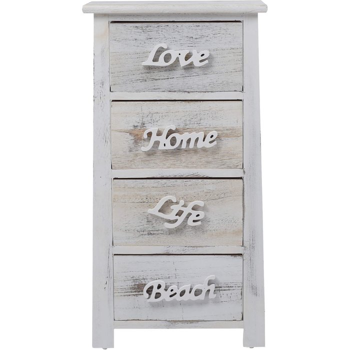 Cajonera comoda rebecca mobili 4 cajones blanco gris shabby 73x37x27