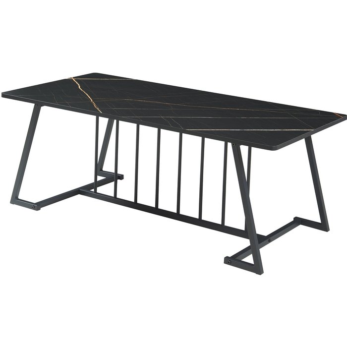 Mesa de centro mesa auxiliar acero con efecto mármol negro 03_0010822