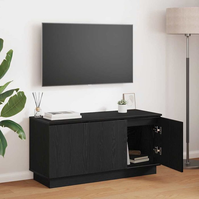 Mueble de tv con led roble negro 100 x 38 x 49 cm
