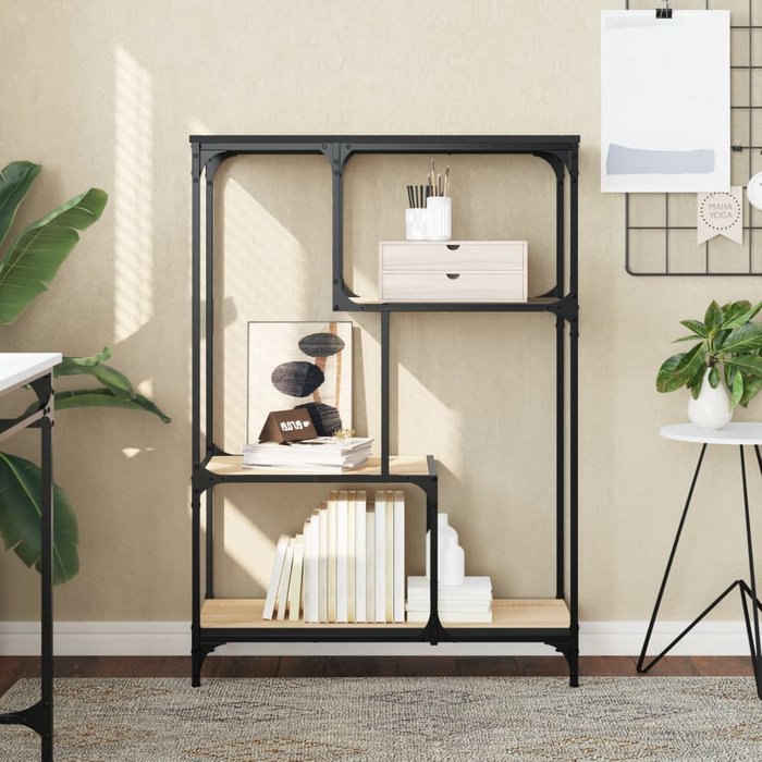 Librería roble sonoma 81x36x115 cm madera contrachapada y acero