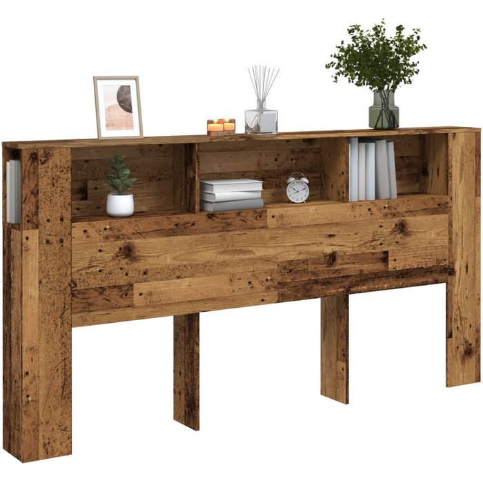 Cabecero armario madera ingeniería envejecida 200x18,5x102,5 cm