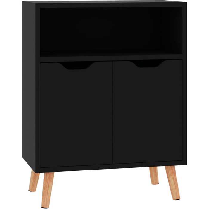 Aparador de madera de ingeniería negro brillo 60x30x72 cm - comfortxl