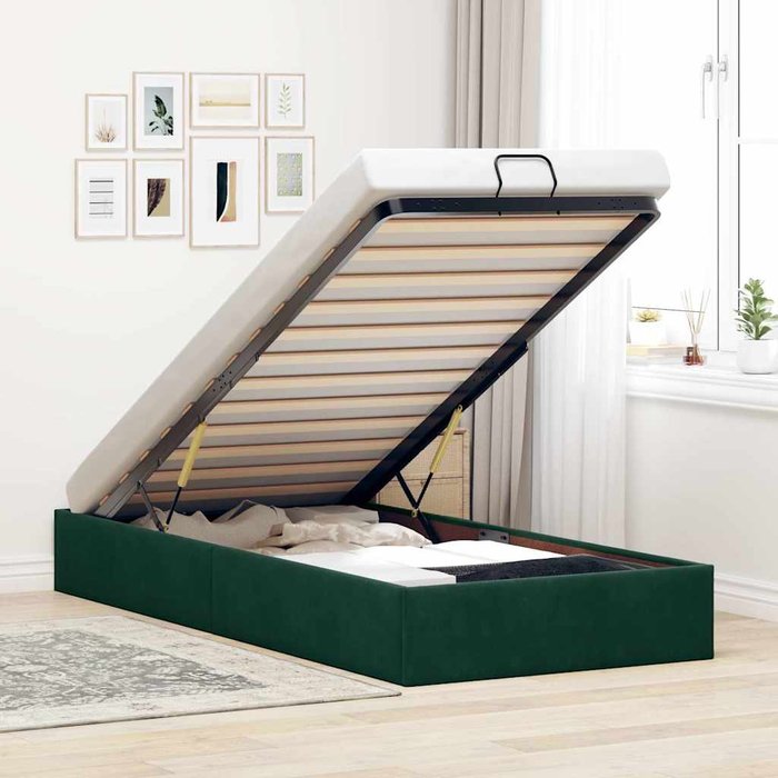 Estructura de cama otomana sin colchón terciopelo azul oscuro vidaxl