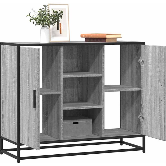 Aparador sonoma gris 92x35x76 cm madera de ingeniería