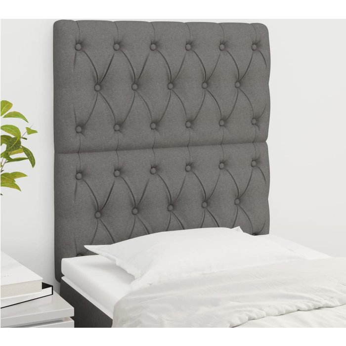 Cabeceros 2 unidades de tela gris oscuro 80x7x78/88 cm - comfortxl