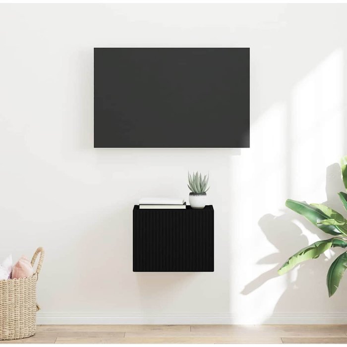 Mueble de tv de pared, negro, 60 x 31 x 29,5 cm, madera de ingeniería
