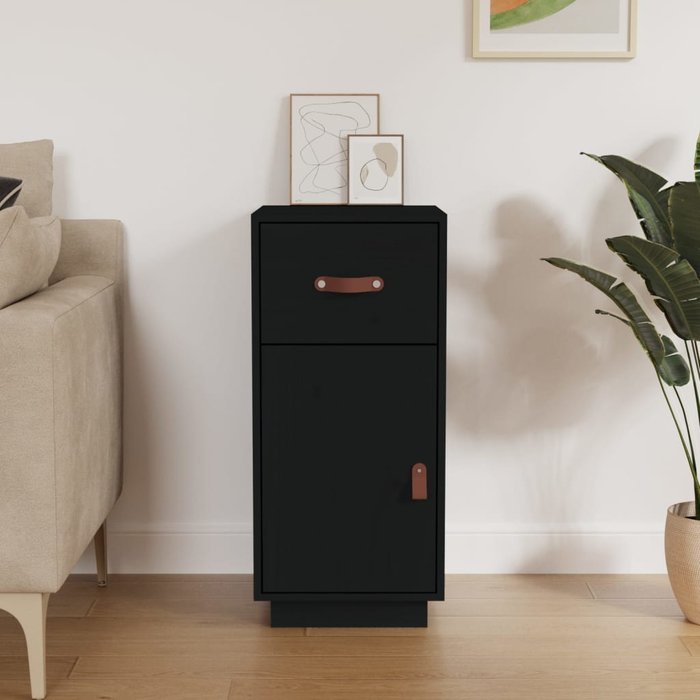 Vidaxl aparador de madera maciza de pino negro 34x40x75 cm