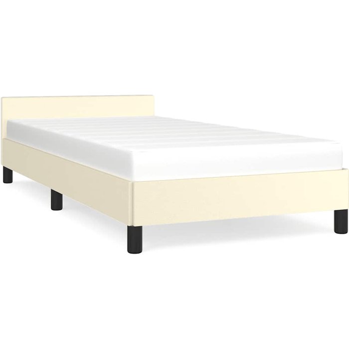 Estructura de cama con cabecero sin colchón crema 100x200 cm — comfortxl