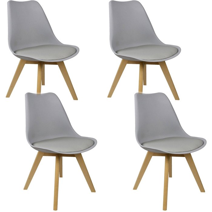 Silla estilo nordico gris, 4 unidades