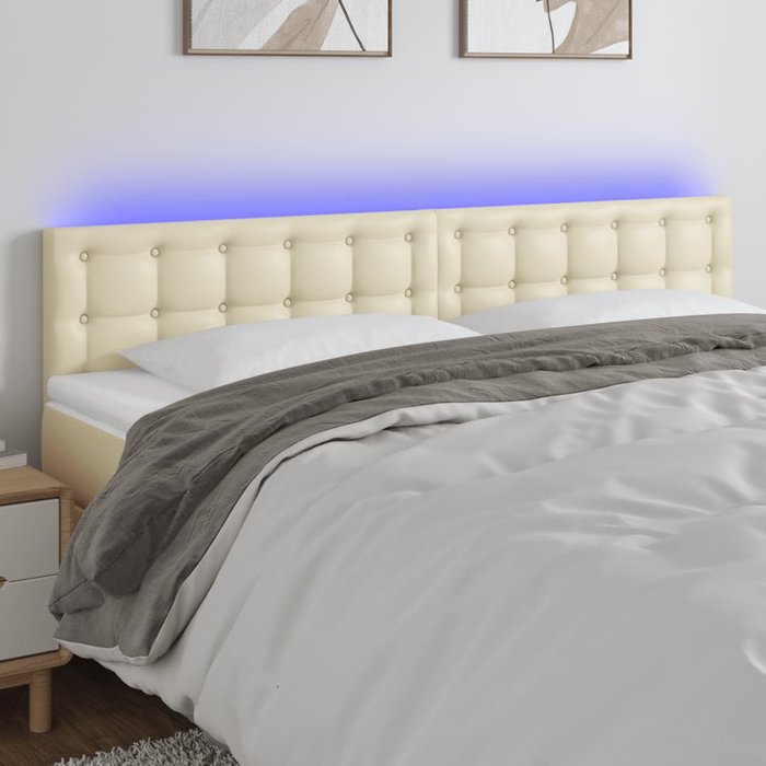 Maison exclusive - cabecero con led cuero sintético color crema 160x5x78/88 cm