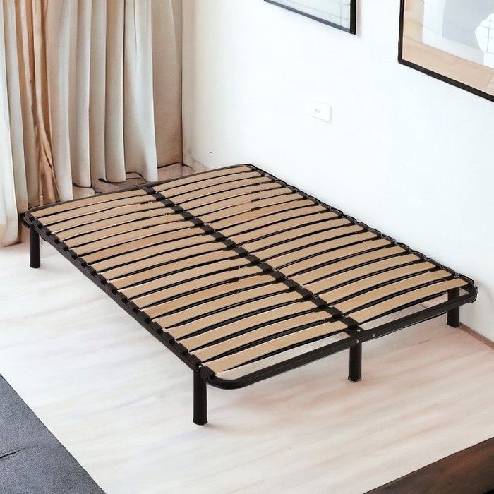 Somier de láminas 140x190 cm con patas para cama de 2 plazas made in france