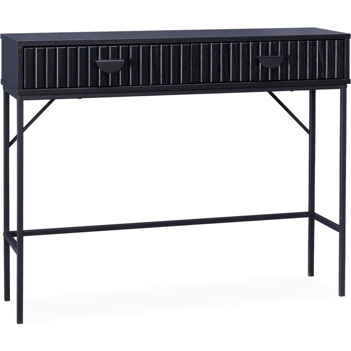 Consola con efecto madera estriada negra, 100cm negro - 100x29x79.5 cm