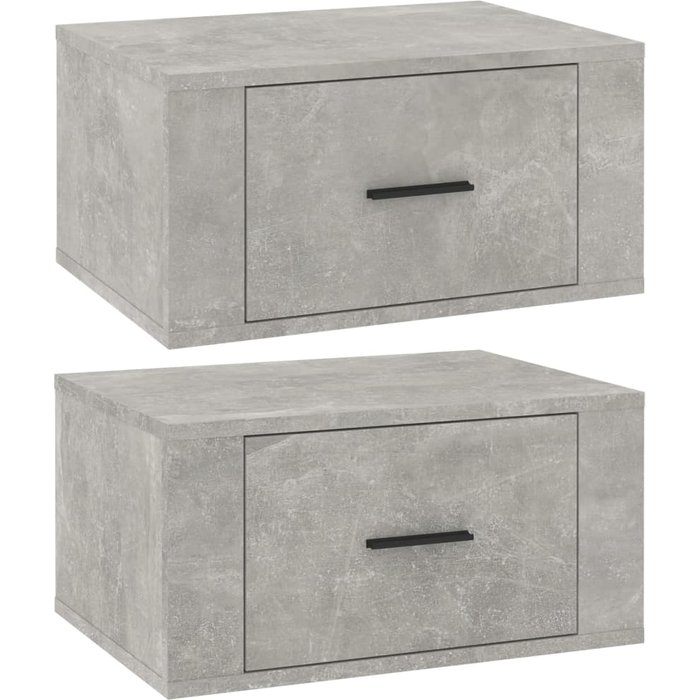 Mesitas de noche de pared 2 uds gris hormigón 50x36x25 cm - comfortxl