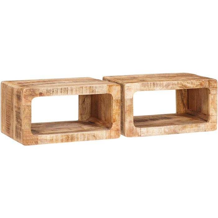 Mesita de noche 2 pcs marrón madera de mango maciza vidaxl