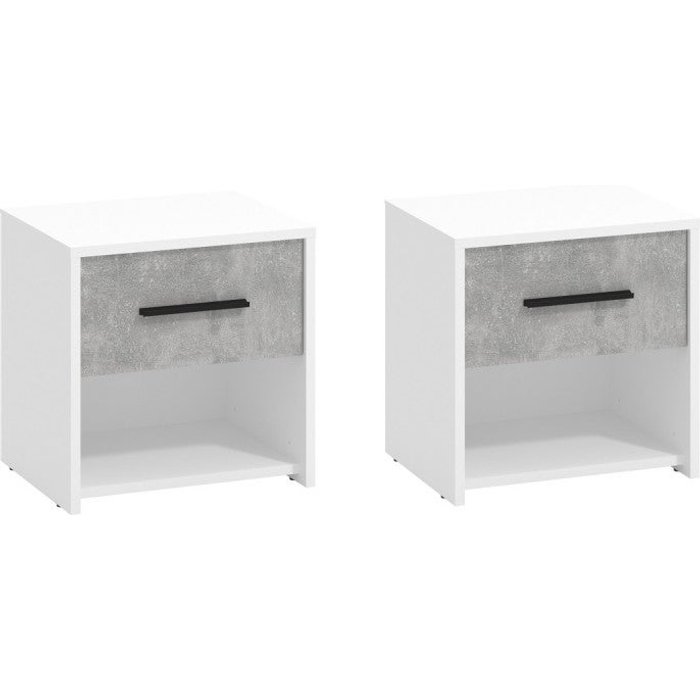 Pack de 2 mesitas varadero 1 cajón 1 hueco blanco y cemento