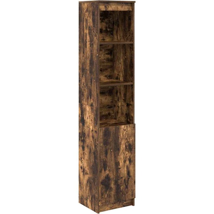 Aparador alto roble ahumado 37,5x35x180 cm madera de ingeniería - comfortxl