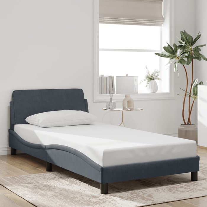 Estructura de cama dover terciopelo gris oscuro 100x200cm