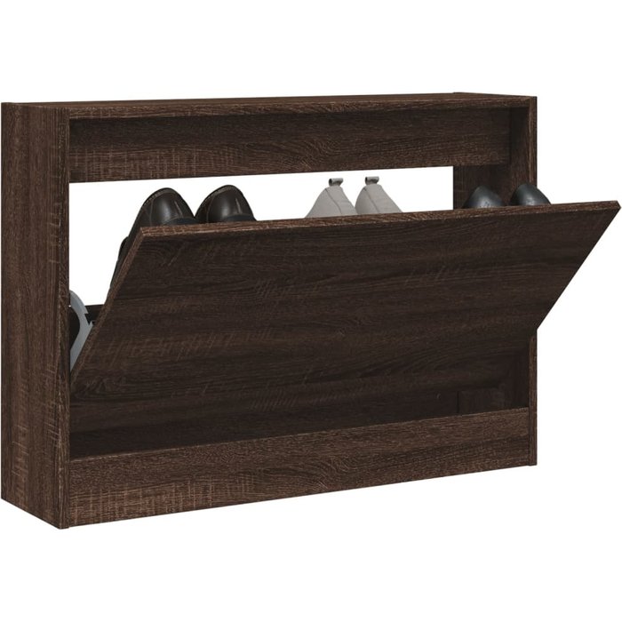 Zapatero de roble marrón 80x21x57 cm madera contrachapada