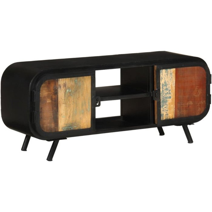 Mueble para la tv madera maciza reciclada 110x30x45 cm v4581 unico / marrón