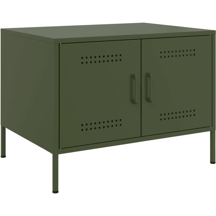 Mesa de centro verde oliva, 68x50x50,5 cm, acero