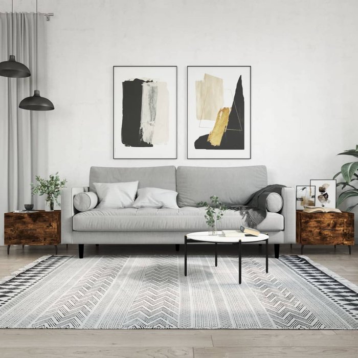 Vidaxl mesa de centro 2 uds madera ingeniería roble ahumado 50x50x40cm