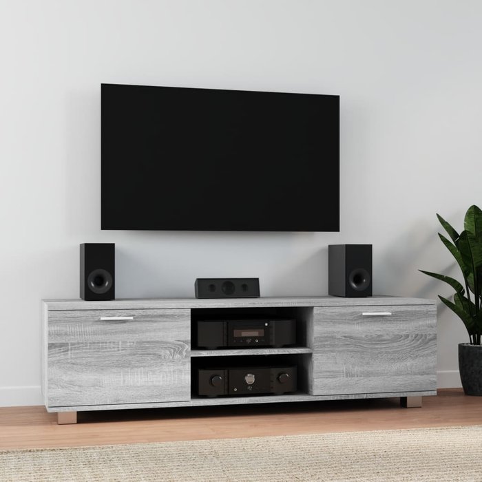 Mueble tv sonoma gris 140x40,5x35 cm madera contrachapada
