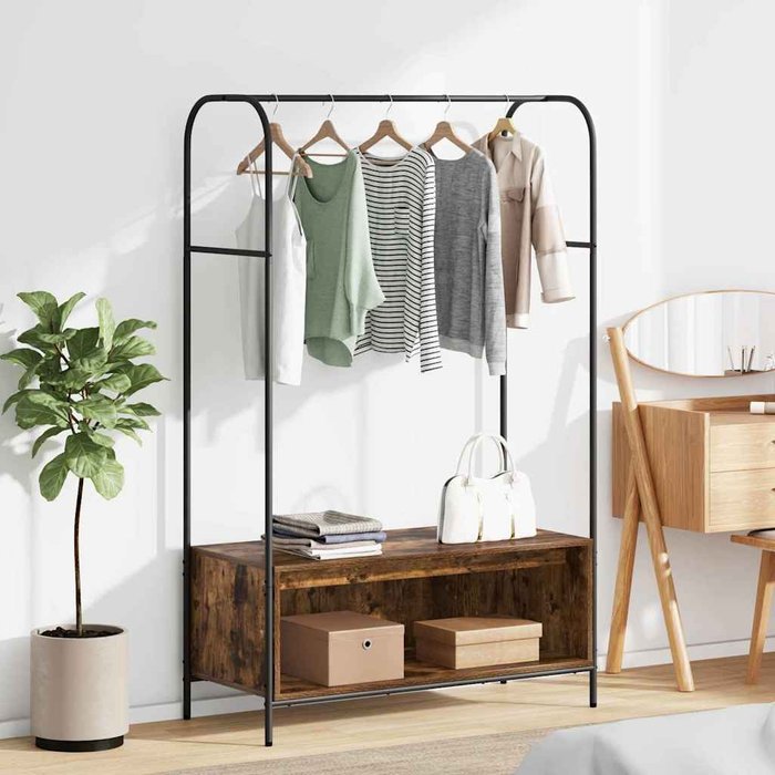 Vidaxl perchero con estantes roble ahumado 100x44x160 cm