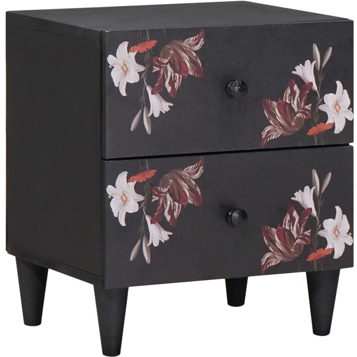 Mesita de noche marrón, 40 x 33,5 x 46 cm, madera maciza de mango