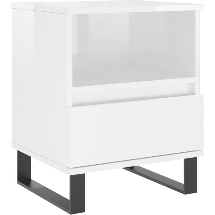 Mesita de noche blanco brillo 40x35x50 cm madera contrachapada