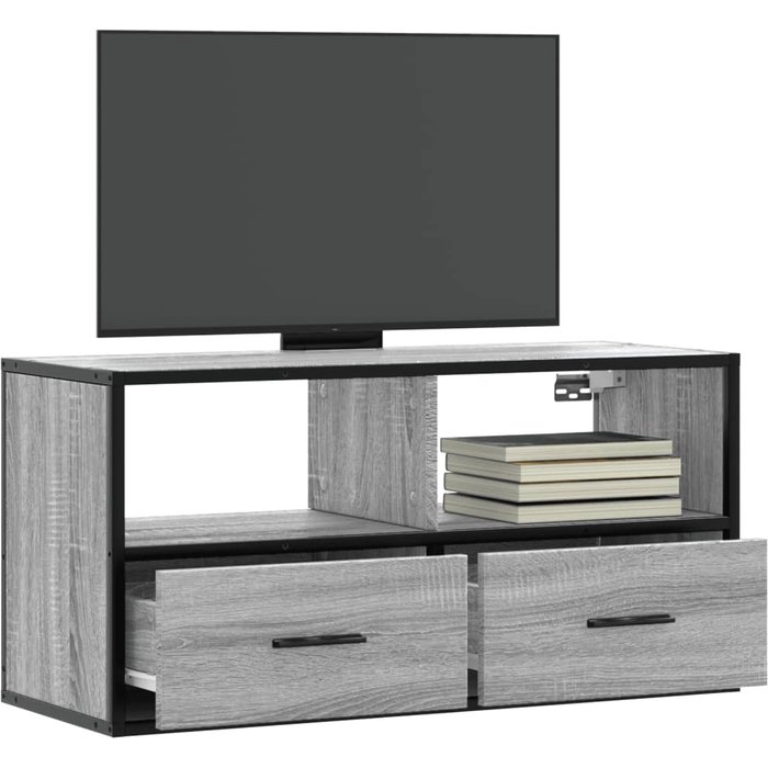 Mueble tv sonoma gris 80x31x39,5 cm madera contrachapada y metal