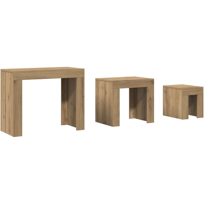 Juego de 3 mesas auxiliares de color roble de ingeniería dec040537