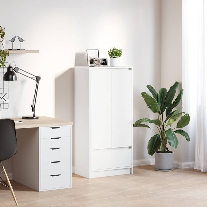 Armario con cajón blanco 55,5x34x119,5 cm madera de ingeniería vidaxl