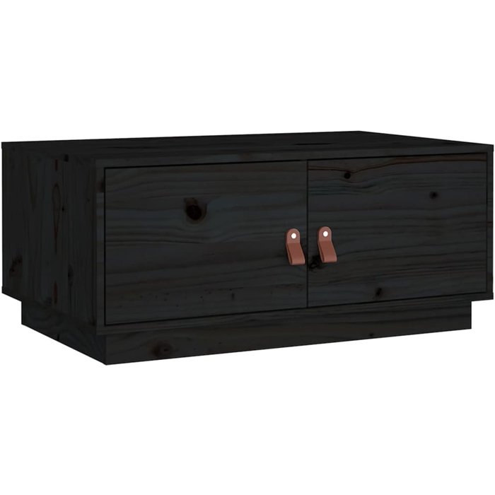 Mesa de centro de madera maciza de pino negro 80x50x35 cm - comfortxl