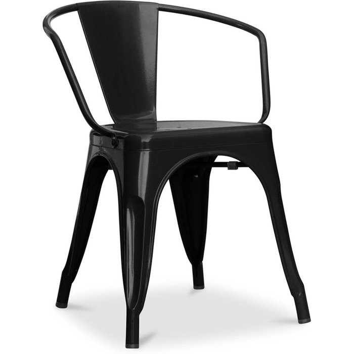 Silla industrial poka con reposabrazos de acero brillante - alta gama-negro
