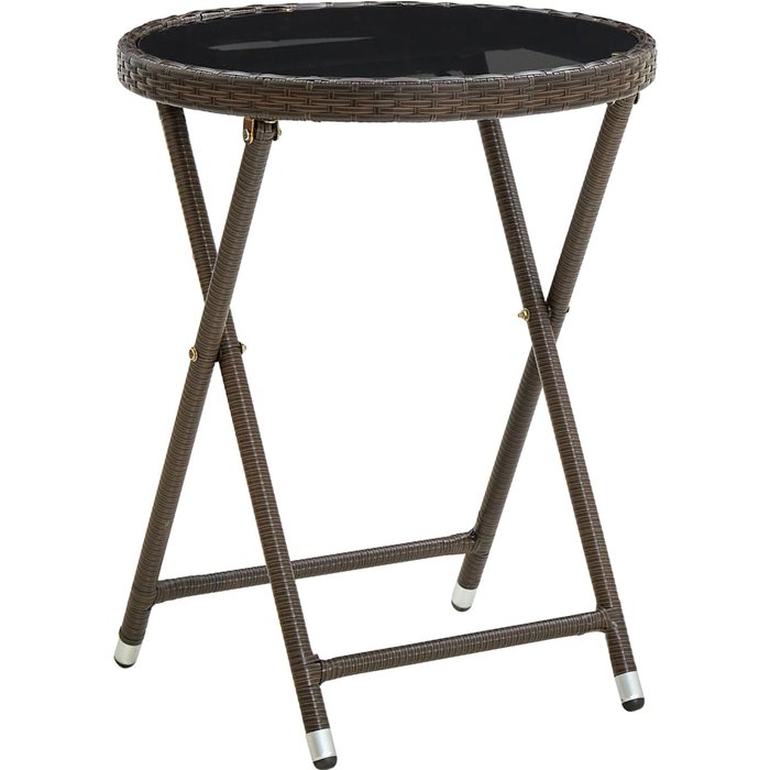 Maison exclusive - mesa de centro ratán sintético y vidrio templado marrón 60 cm