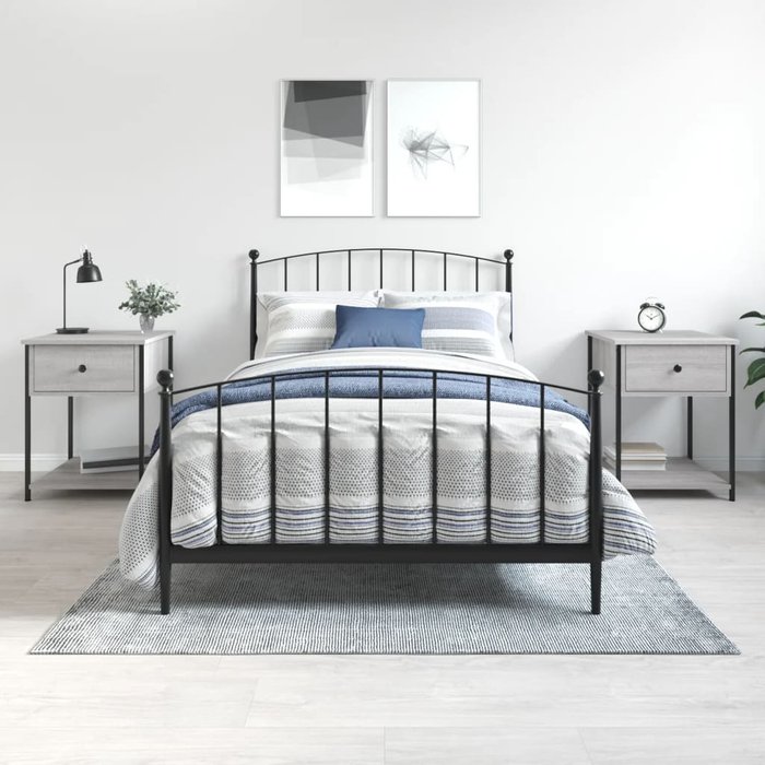 Mesitas de noche sonoma grey de 2 piezas, 44x45x58 cm, madera de ingeniería.