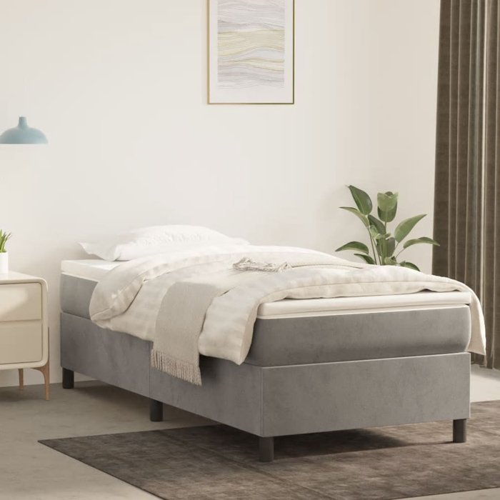 Maison exclusive - estructura de cama con somier terciopelo gris claro 80x200 cm