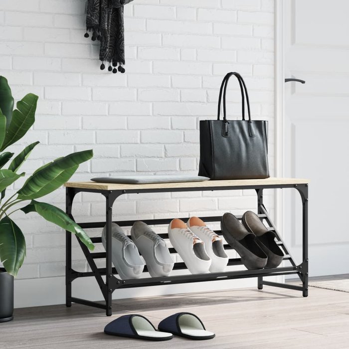 Zapatero sonoma de roble, 90x30x45 cm, madera de ingeniería.
