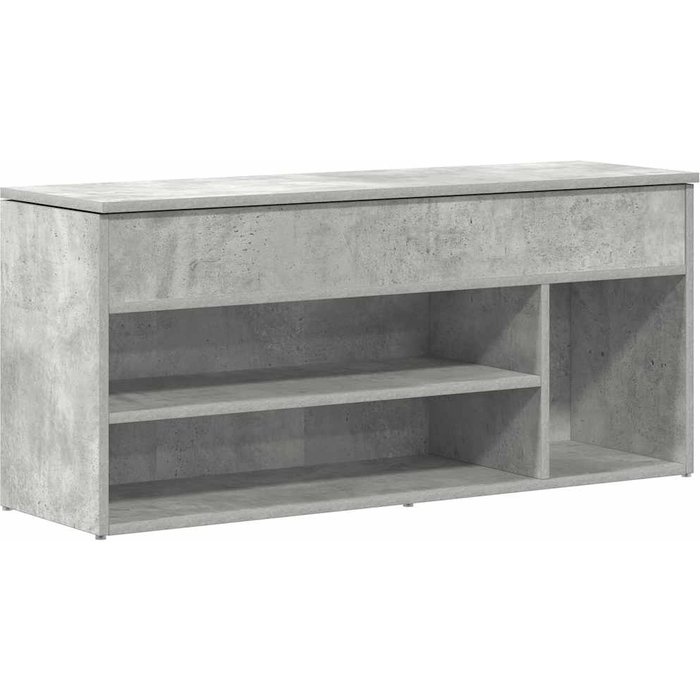 Banco zapatero madera de ingeniería gris hormigón 102x30,5x45cm