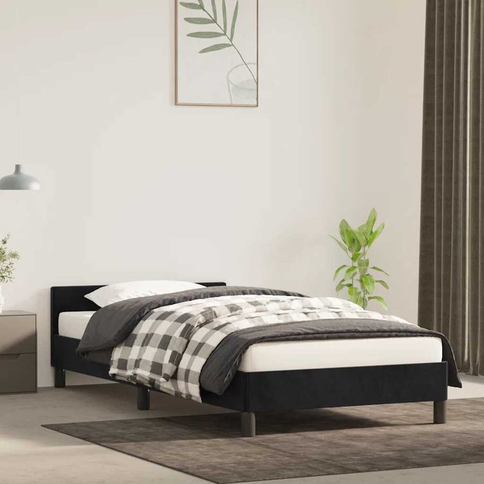Maison exclusive - cama con cabecero sin colchón terciopelo negro 90x190 cm