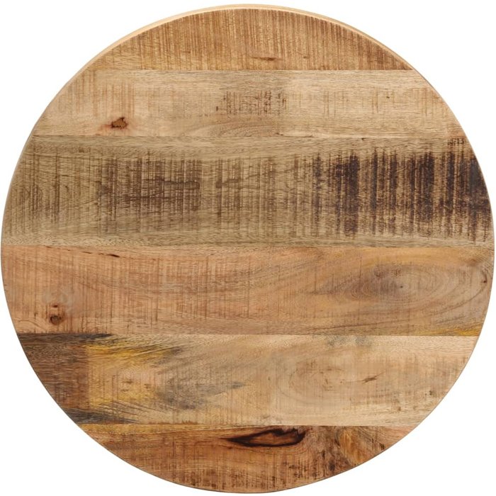 Tablero redondo de ø 60x3,8 cm fabricado en madera maciza de mango sin acabado.