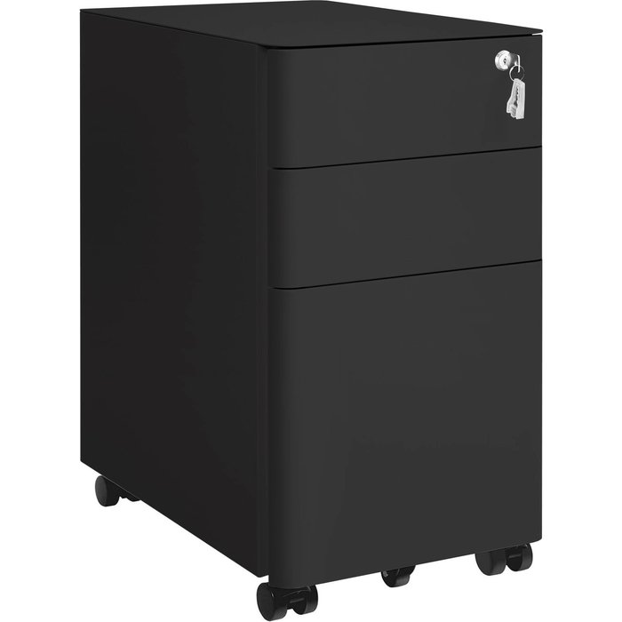 Cómoda de oficina de acero negro con 3 cajones 30x50x59,5 cm