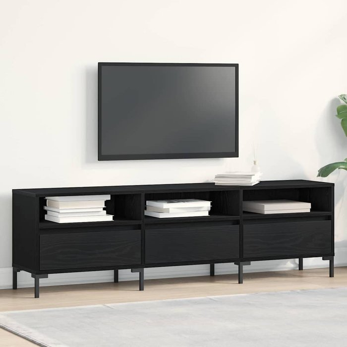 Mueble de tv, roble negro, 150 x 30 x 44,5 cm, madera de ingeniería