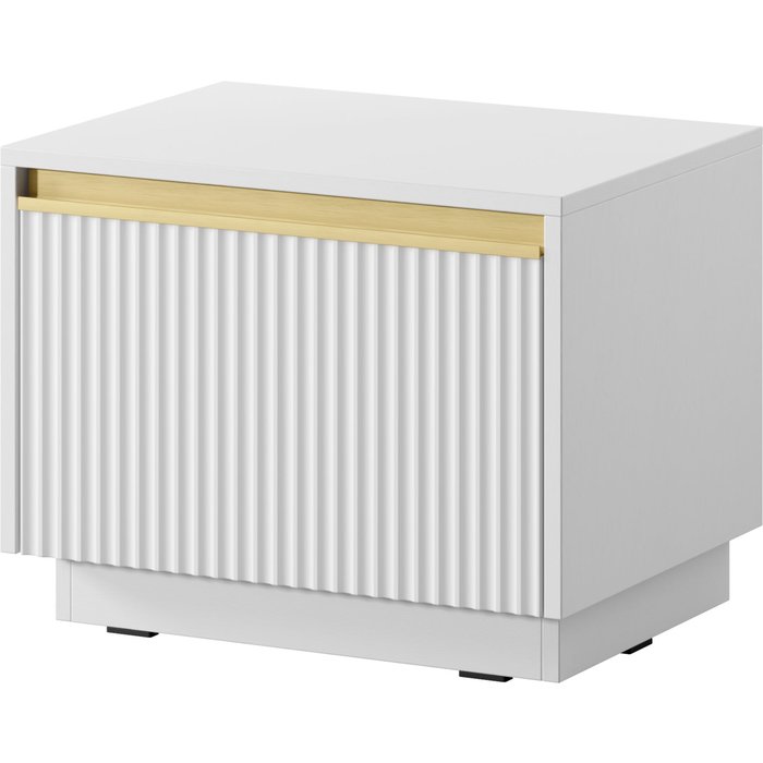 Mesita de noche: blanco mate, 53,6 cm x 42 cm x 39 cm