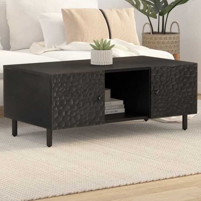Vidaxl mesa de centro madera maciza de mango negra 100x54x40 cm