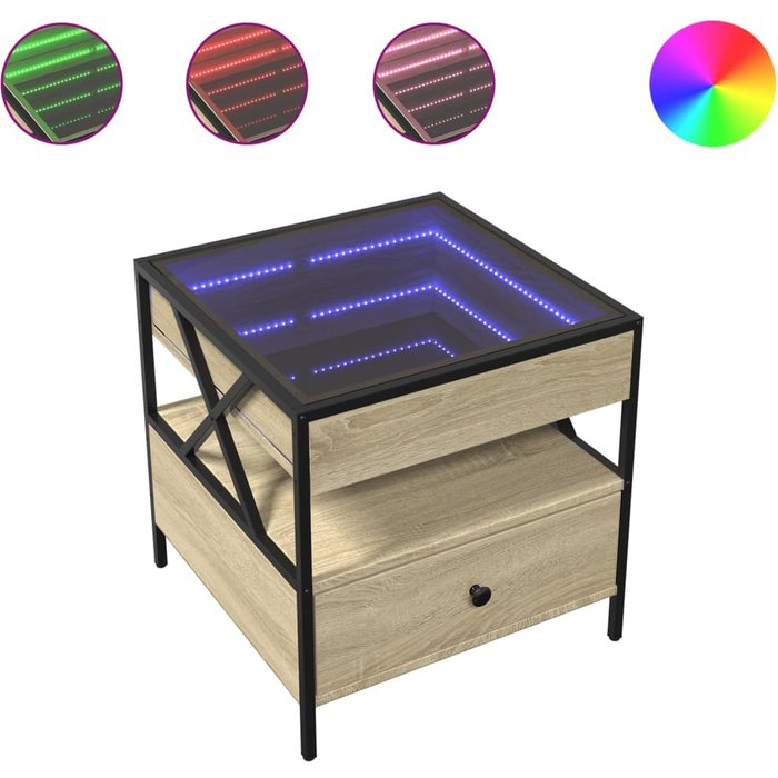 Mesa de centro con infinity led roble sonoma 50x50x51 cm - comfortxl