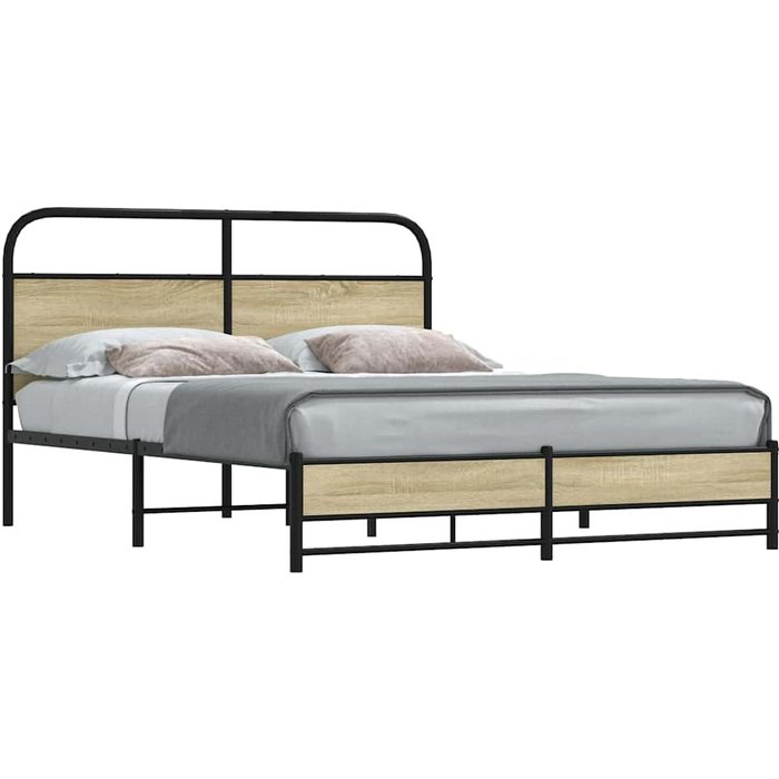 Estructura de cama sin colchón metal roble sonoma 160x200 cm vidaxl